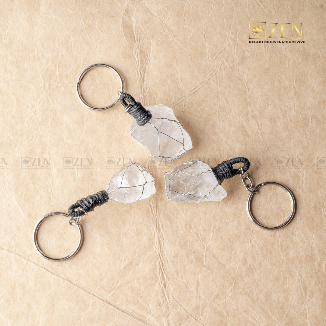 Raw Clear Quartz Keychain | The Zen Crystals