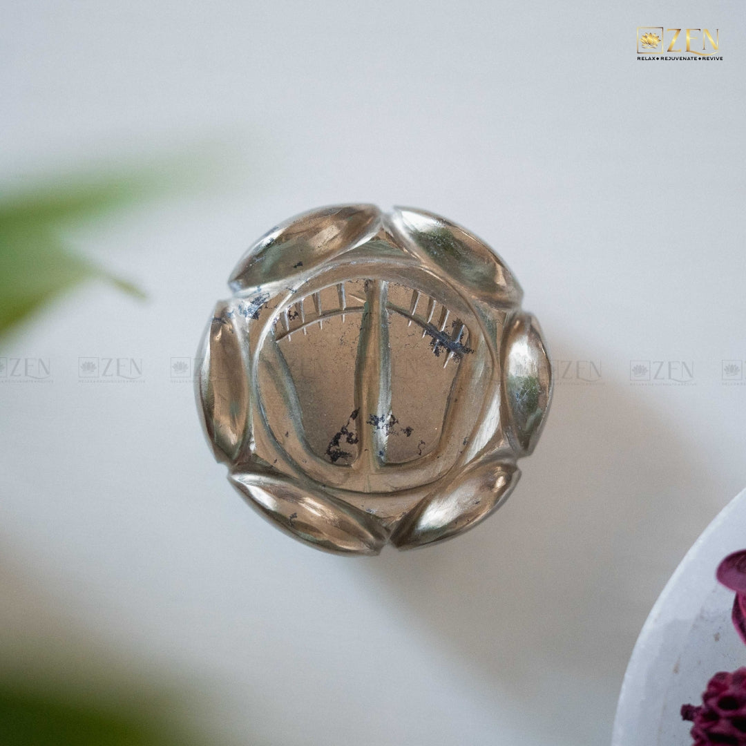 Divine Laxmi Charan Kamal Crafted in Pyrite Stone for Attracting Wealth and Positive Energy