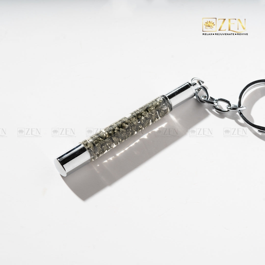 Elegant crystal keychain for prosperity and protection with pyrite stones