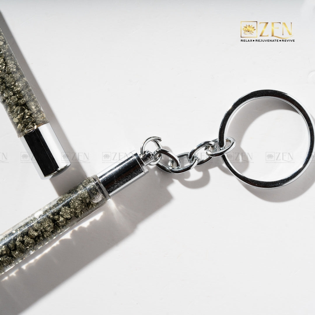 Stylish and modern pyrite crystal keychain for daily positive energy
