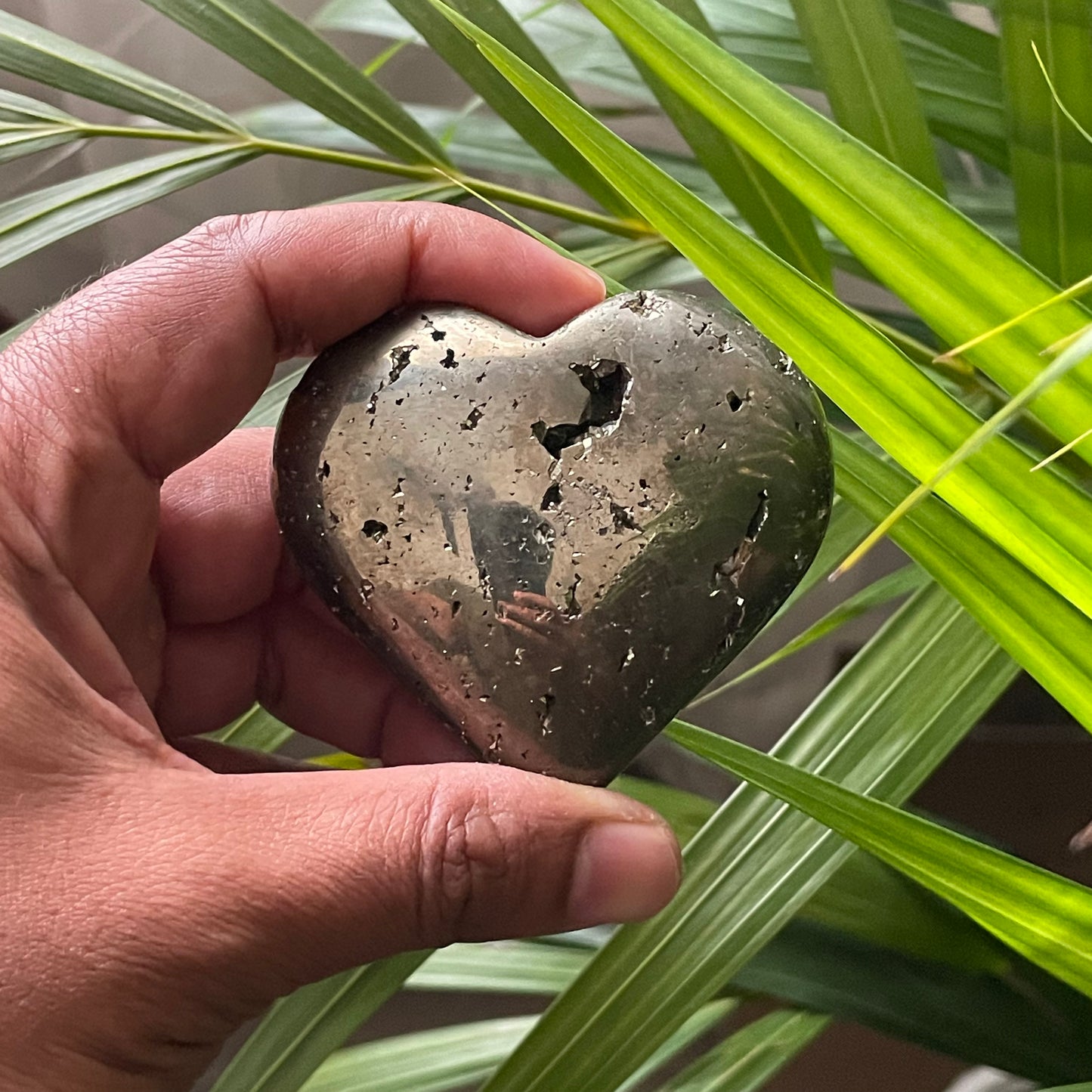 Pyrite Cluster Heart Showpiece