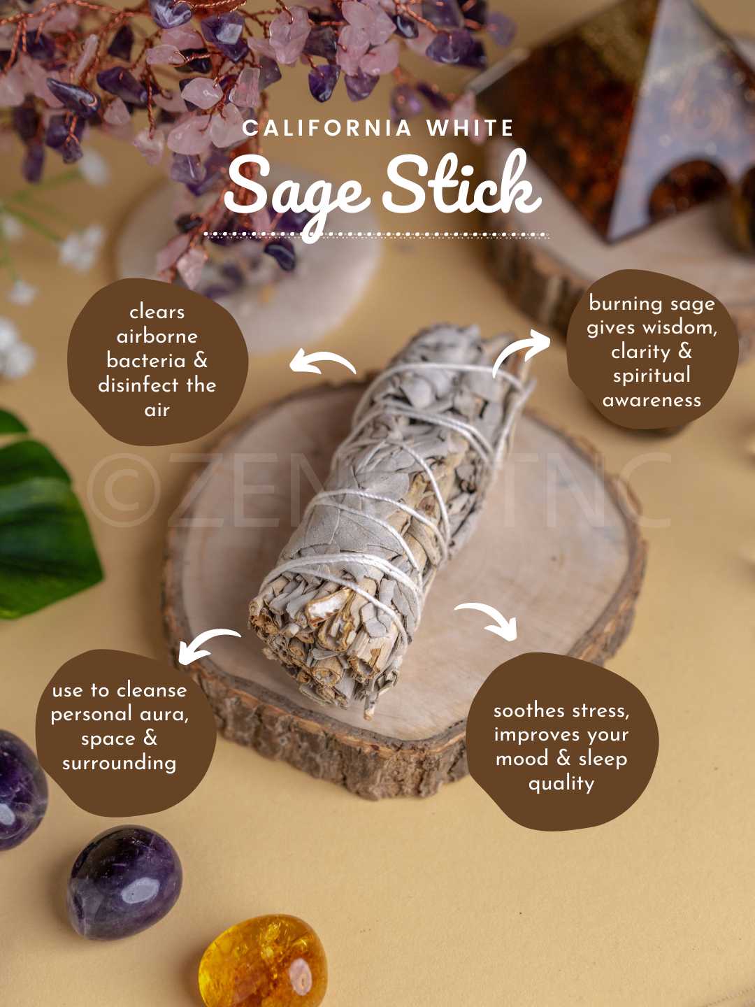 Zen California White Sage Smudge Stick The Zen Crystals