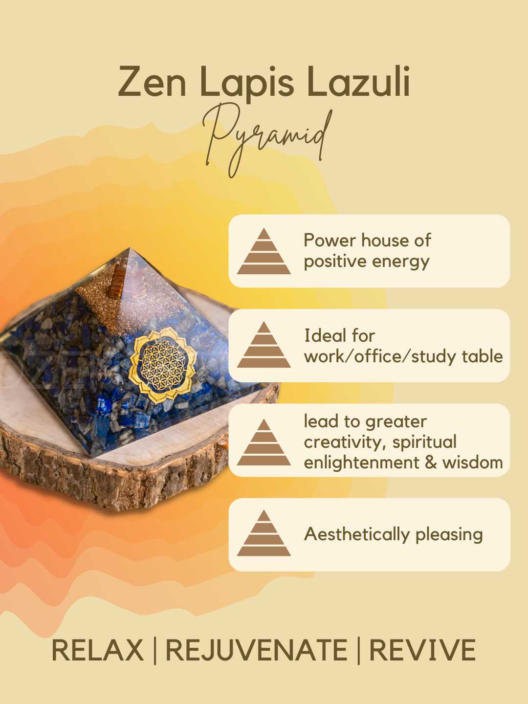 Zen Lapis Lazuli Orgonite Pyramid To Relieve Anxiety and Insomnia The Zen Crystals