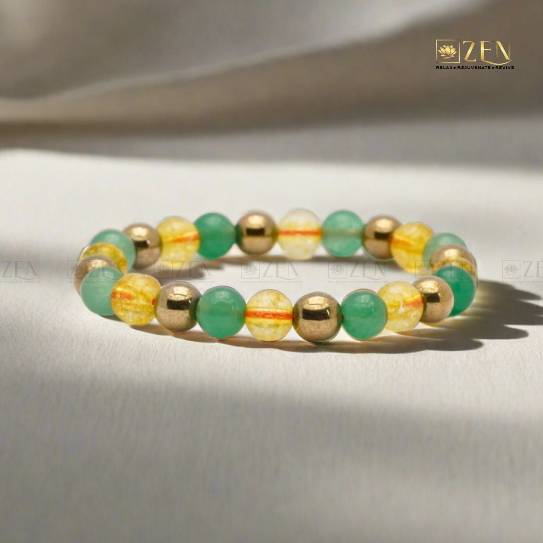 Citrine Golden Pyrite & Aventurine Combo Bracelet for Abundance - The Zen Crystals