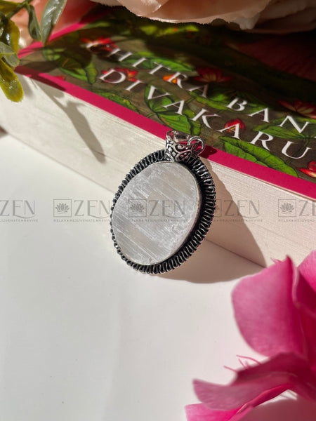 selenite pendant the zen crystals