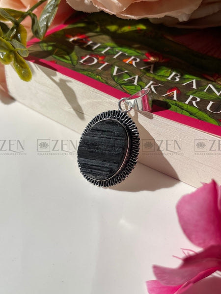 Rough Black Tourmaline locket The Zen Crystals