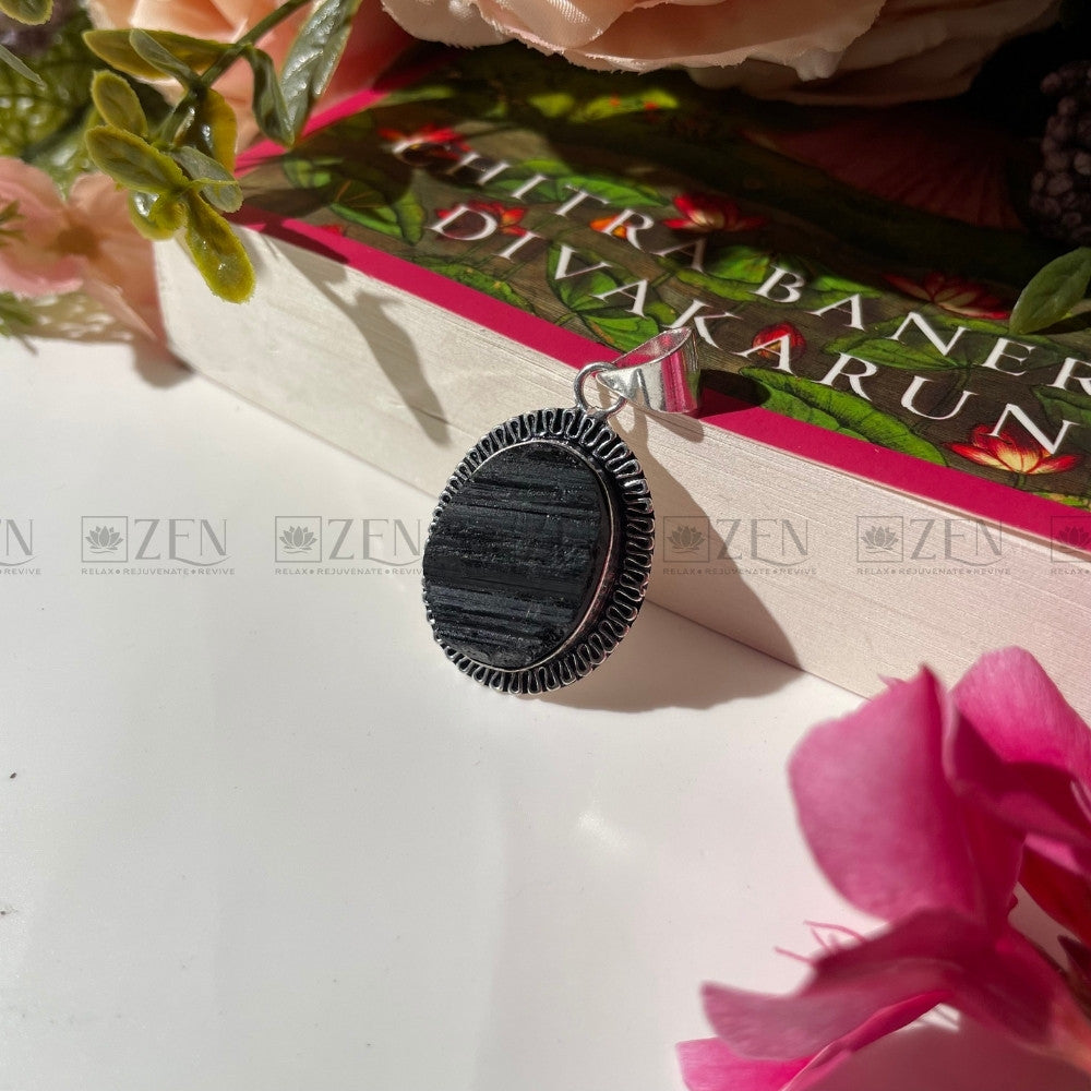 Rough Black Tourmaline locket The Zen Crystals