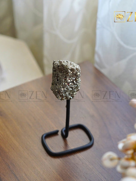 Pyrite Cluster on Metal Stand | The Zen Crystals