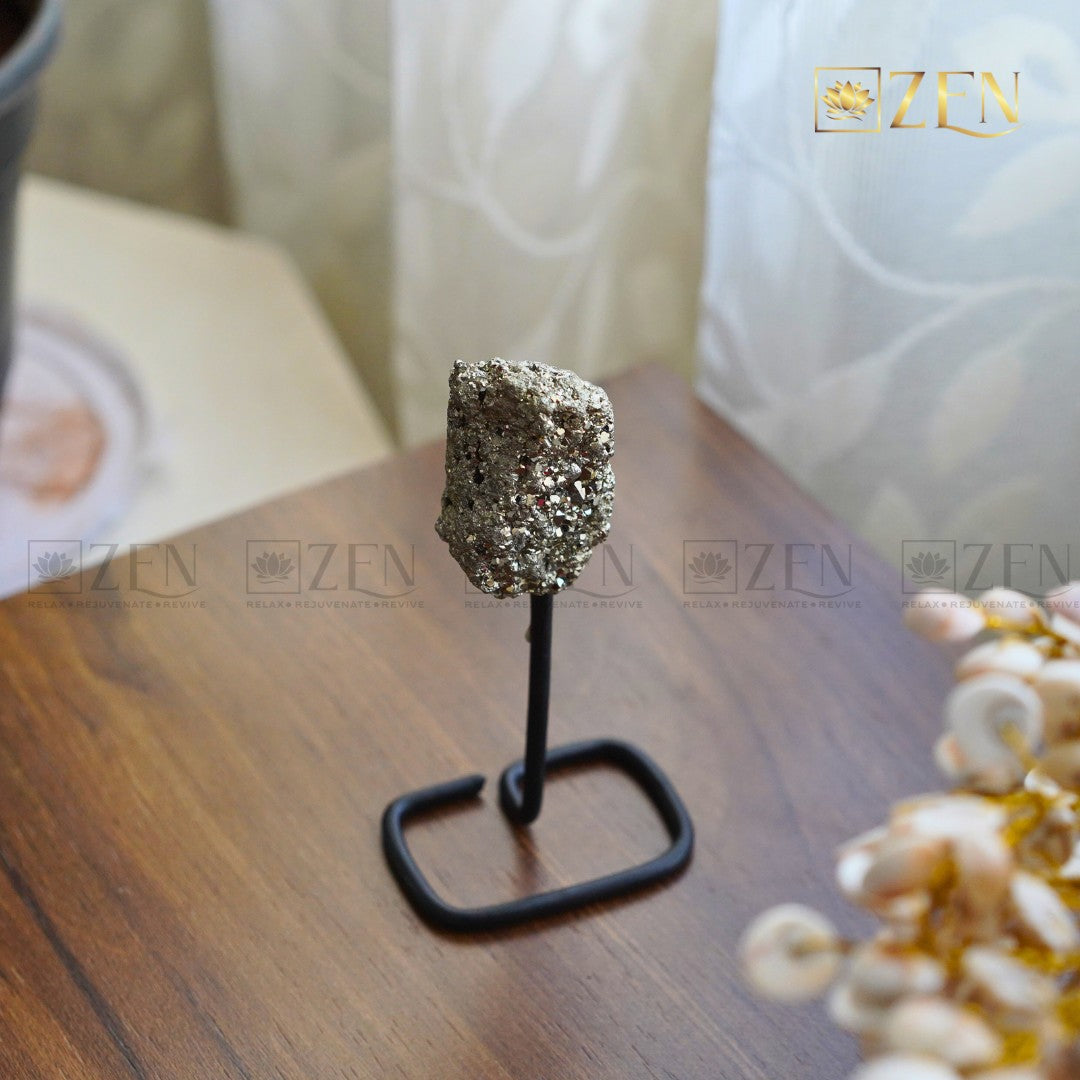 Pyrite Cluster on Metal Stand | The Zen Crystals