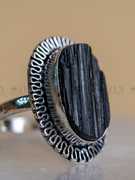 the zen crystals black tourmaline ring for men and women
