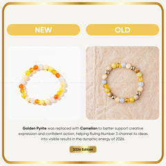 Two Ruling Number (मूलांक) 3 Bracelet labeled 'New' and 'Old' with text about material changes and 2026 edition.