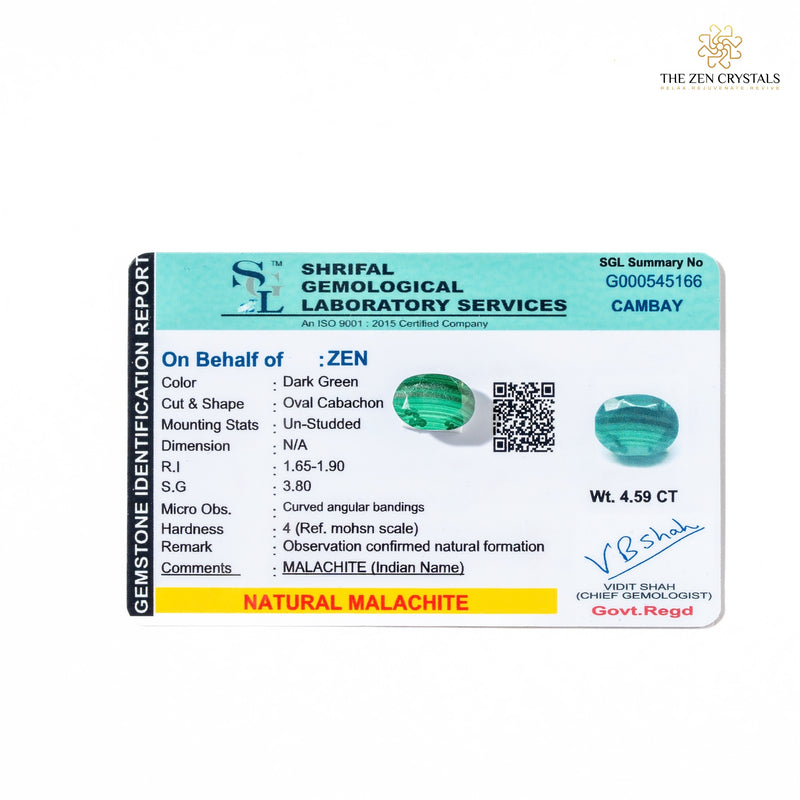 certified malachite stone