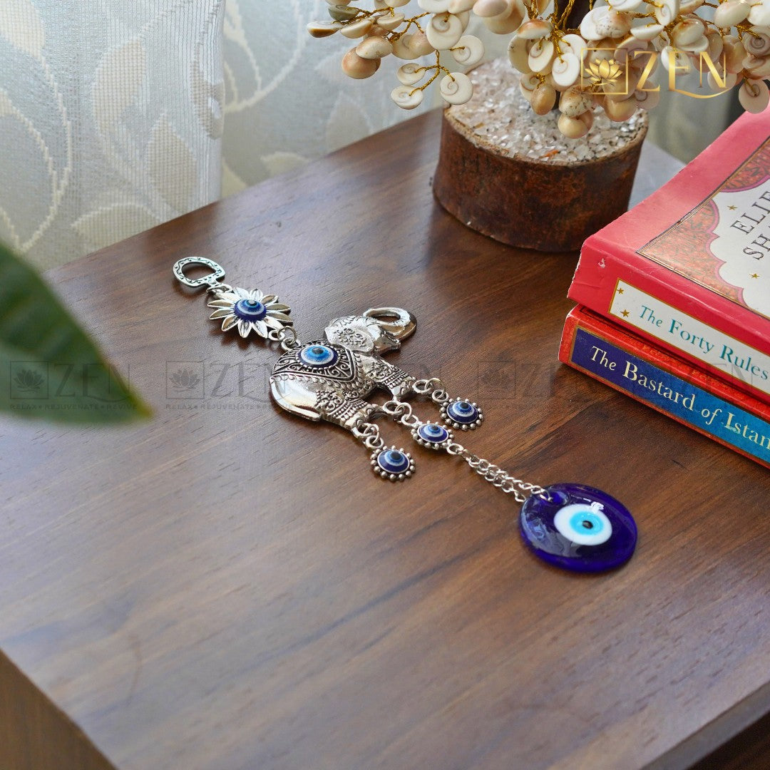 Evil Eye With Metal Elephant | The Zen Crystals