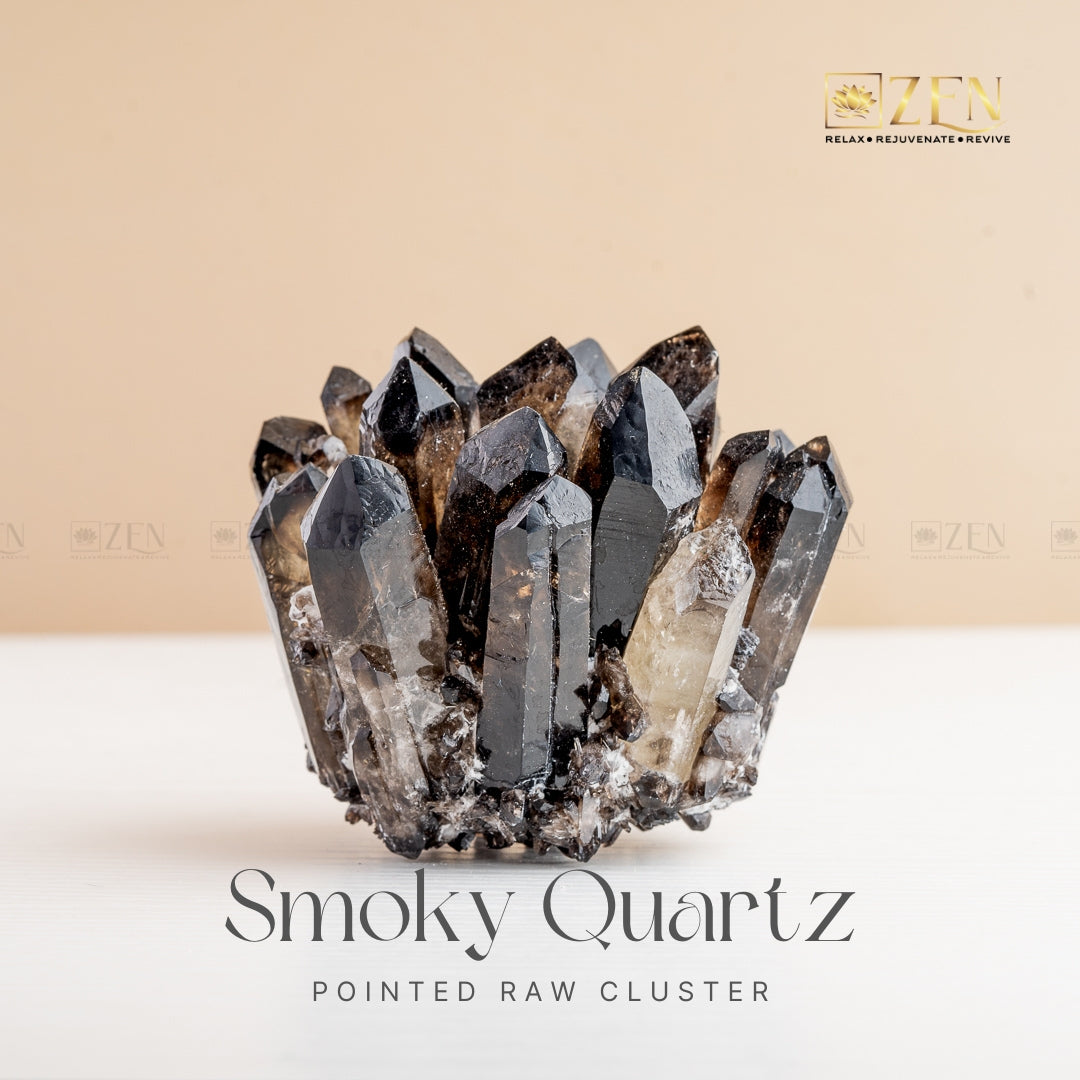 Smoky Quartz Pointed Raw Cluster | the zen crystals