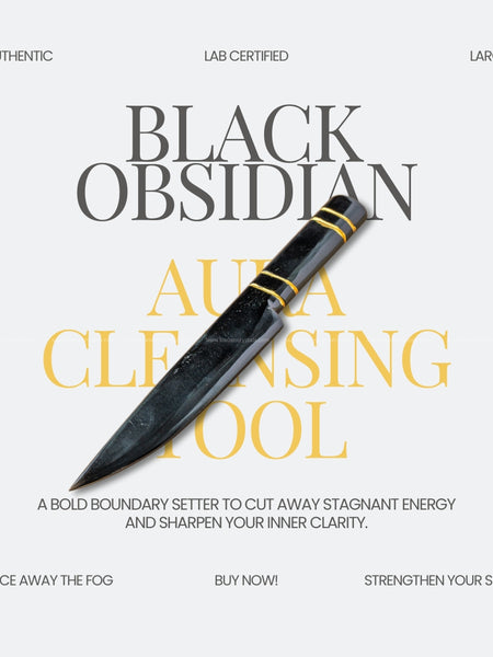 black obsidian large knife the zen crystals