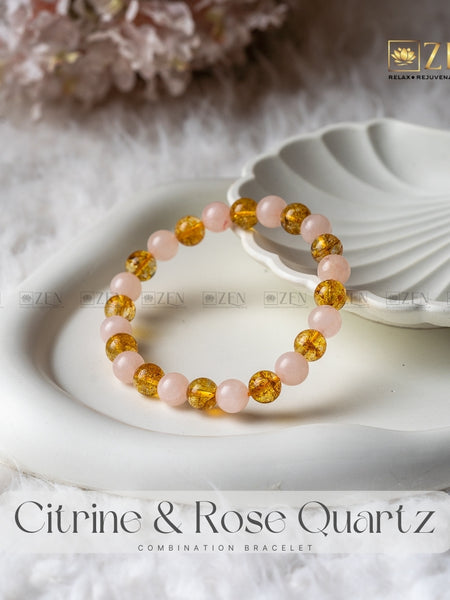 Citrine & Rose Quartz Combination Bracelet | The Zen Crystals