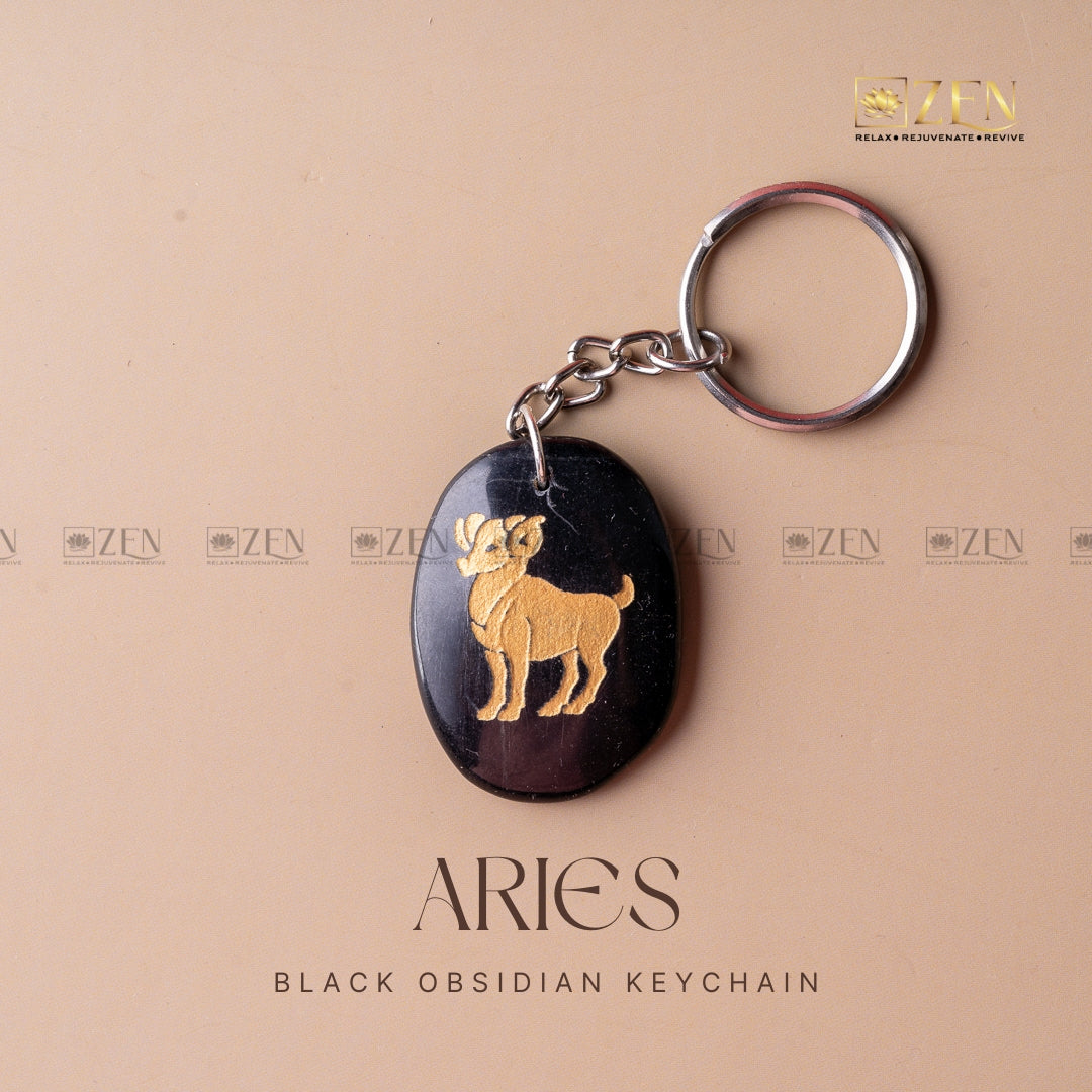 Zen Keychain Black Obsidian Zodiac Sign Keychains | The Zen Crystals | The Zen Crystals