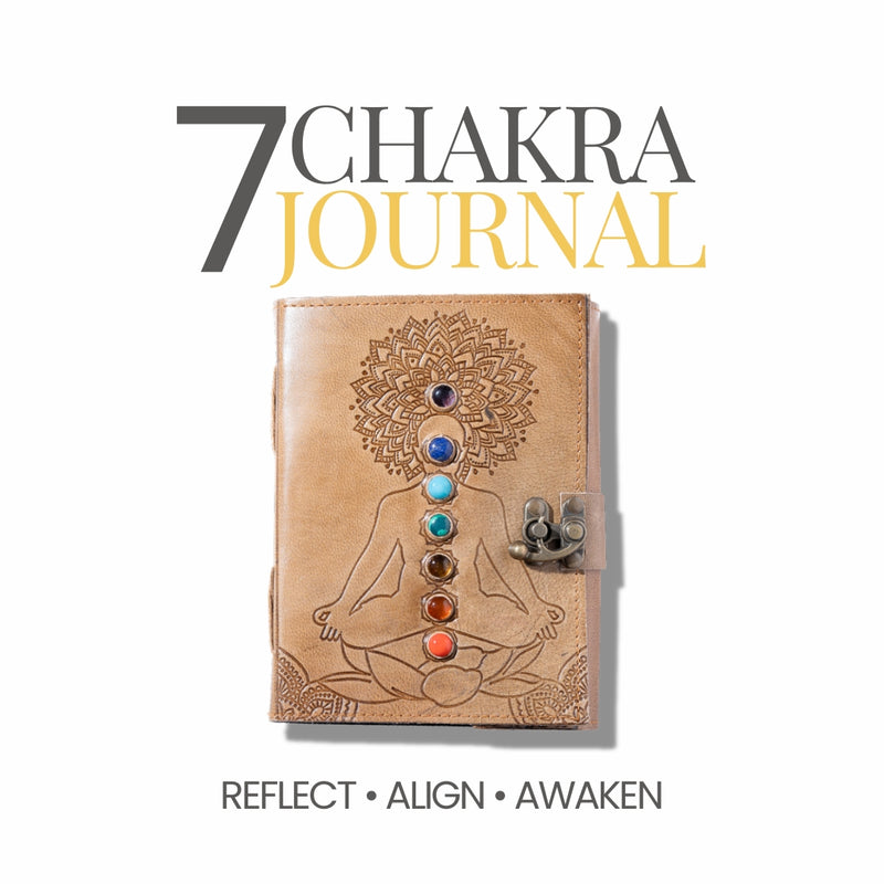 7 Chakra Journal with chakra design on a white background