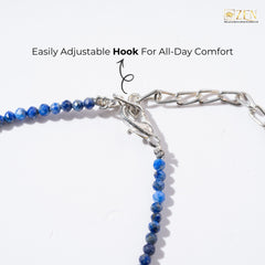 Adjustable hook closure of the Lapis Lazuli Anklet designed for secure fit and comfortable daily use.