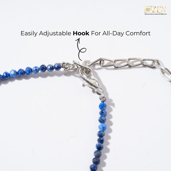 Adjustable hook closure of the Lapis Lazuli Anklet designed for secure fit and comfortable daily use.