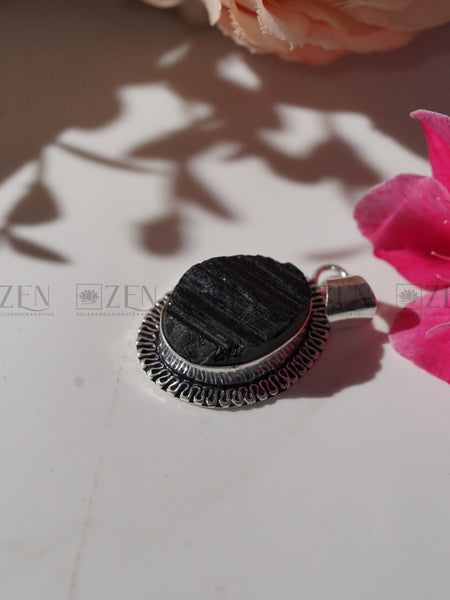 Black tourmaline stone pendant The zen crystals