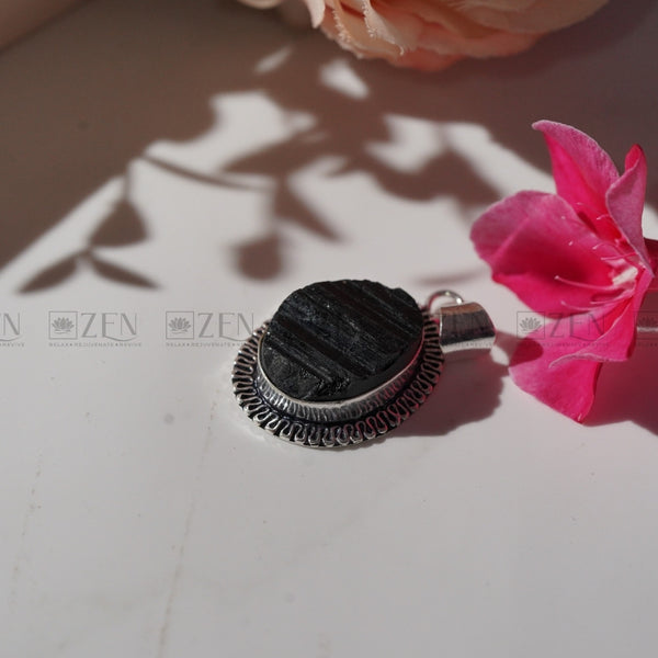 Black tourmaline stone pendant The zen crystals