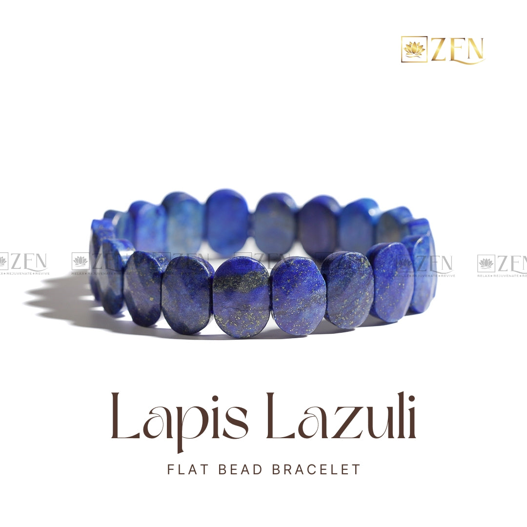 Lapis Lazuli Flat Bead Bracelet | The Zen Crystals