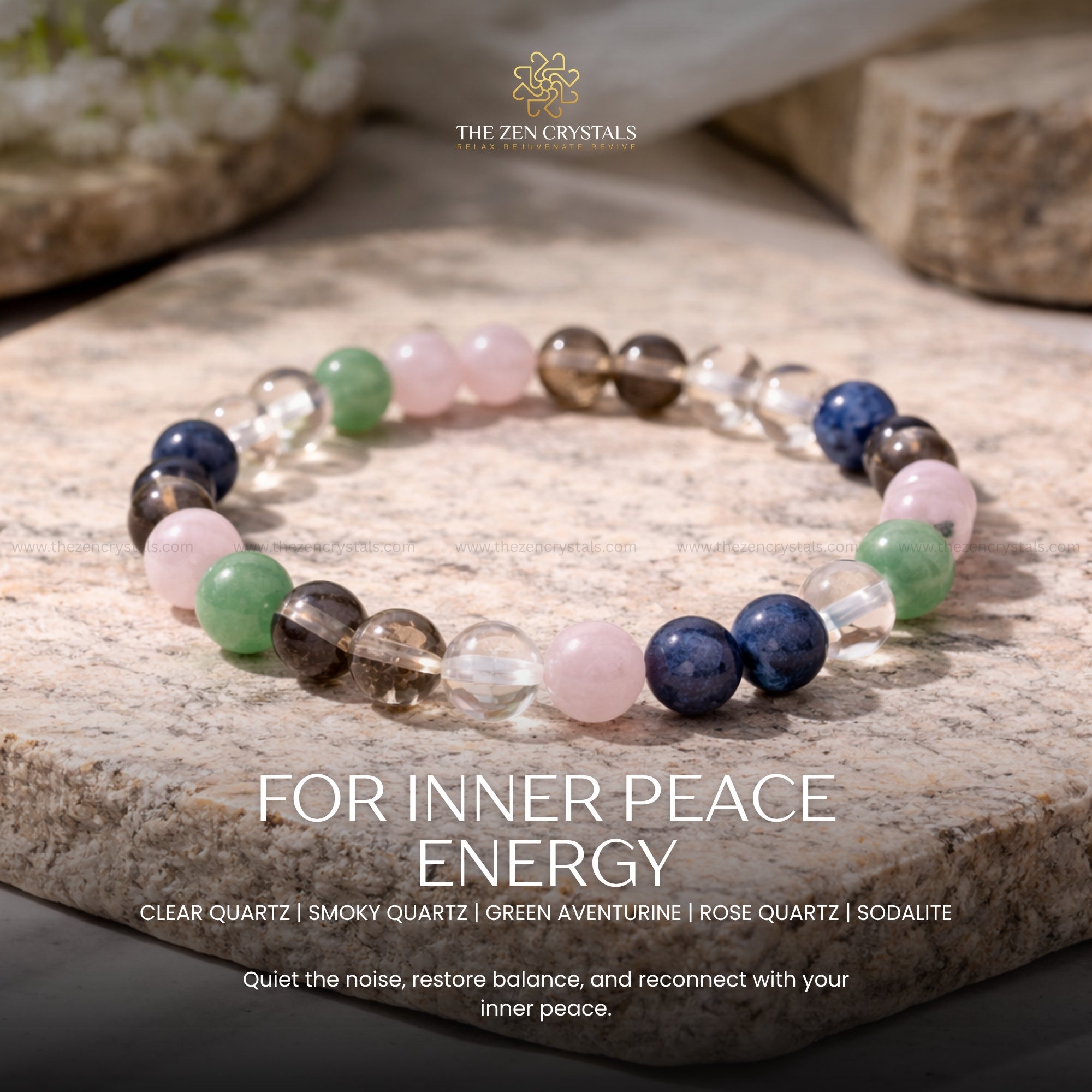 Inner Peace Bracelet | Sodalite, Quartz & Aventurine | The Zen