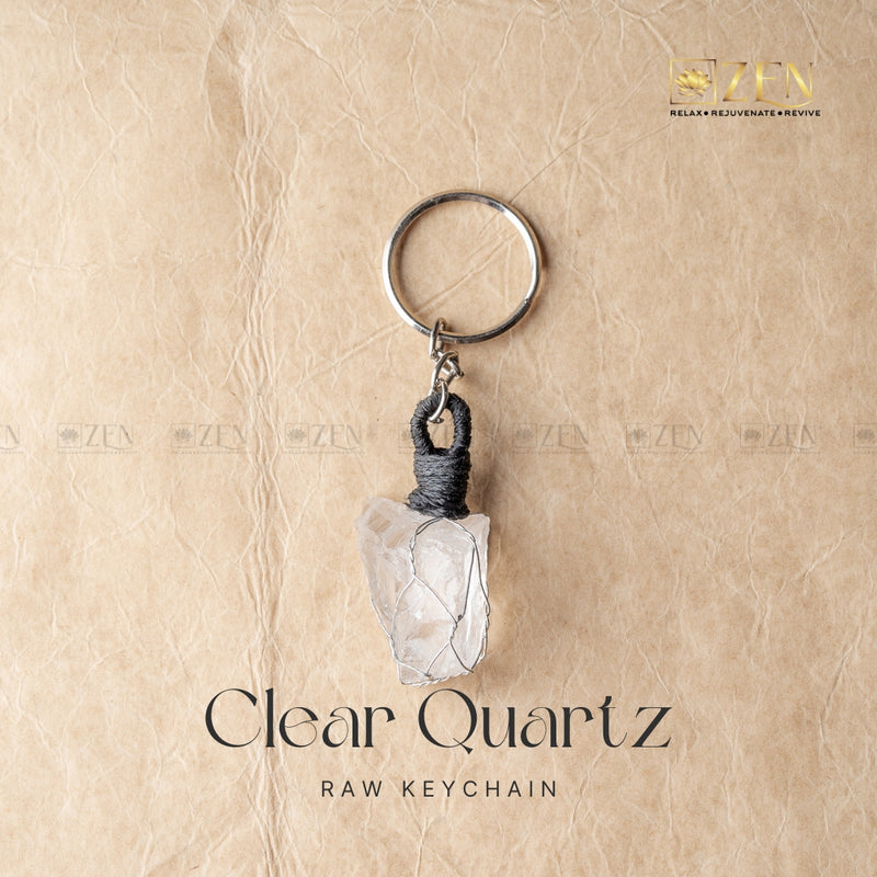 Zen Keychain Raw Clear Quartz Keychain | The Zen Crystals