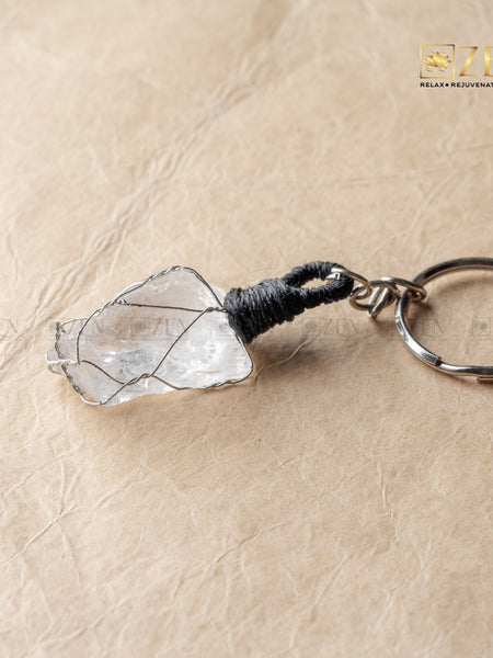 Raw Clear Quartz Keychain | The Zen Crystals