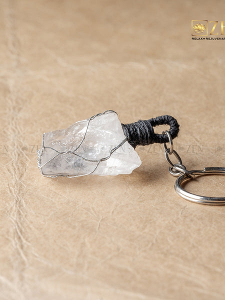 Raw Clear Quartz Keychain | The Zen Crystals