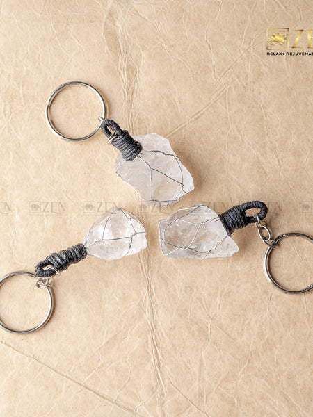 Raw Clear Quartz Keychain | The Zen Crystals