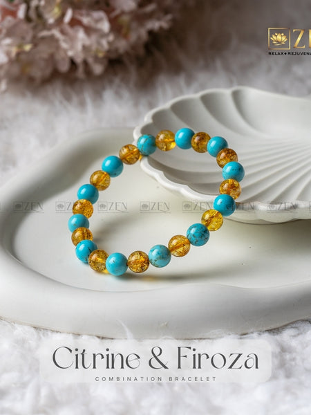 Citrine & Firoza Combination Bracelet | The Zen Crystals