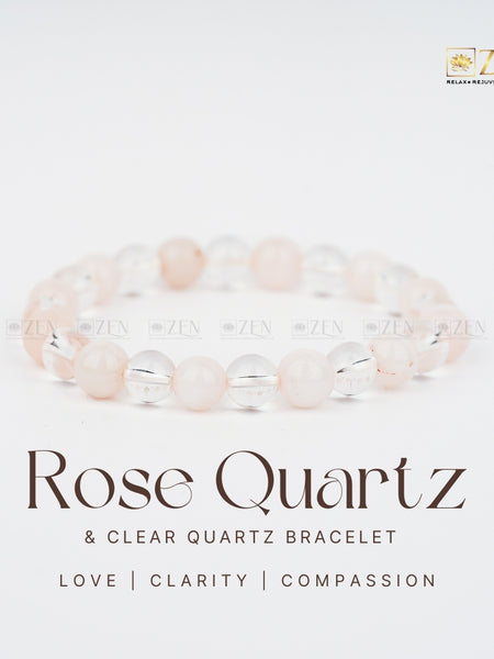 Rose Quartz & Clear Quartz Combination bracelet | The Zen Crystals