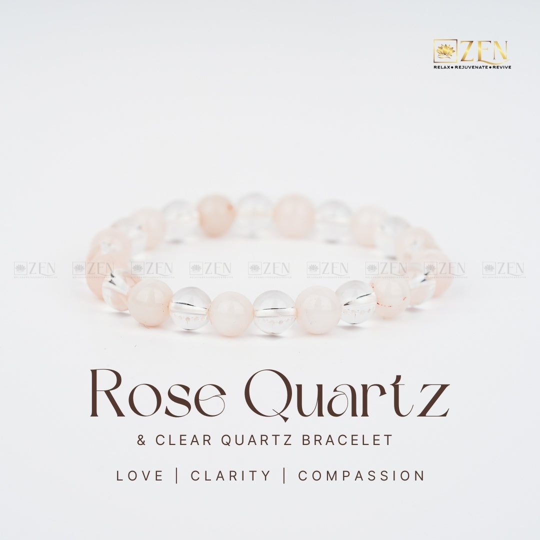 Rose Quartz & Clear Quartz Combination bracelet | The Zen Crystals