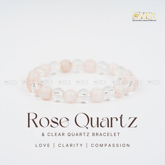 Rose Quartz & Clear Quartz Combination bracelet | The Zen Crystals