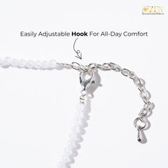 Clear Quartz Anklet with adjustable hook for secure and comfortable fit