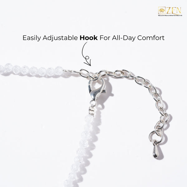 Clear Quartz Anklet with adjustable hook for secure and comfortable fit