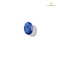 Lapis Lazuli stone on a white background with 'The Zen Crystals' logo.