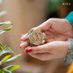 Goddess Laxmi Footprint on Golden Pyrite Lotus Symbolizing Abundance and Success