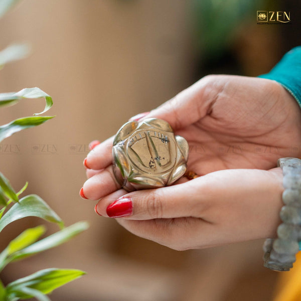 Goddess Laxmi Footprint on Golden Pyrite Lotus Symbolizing Abundance and Success