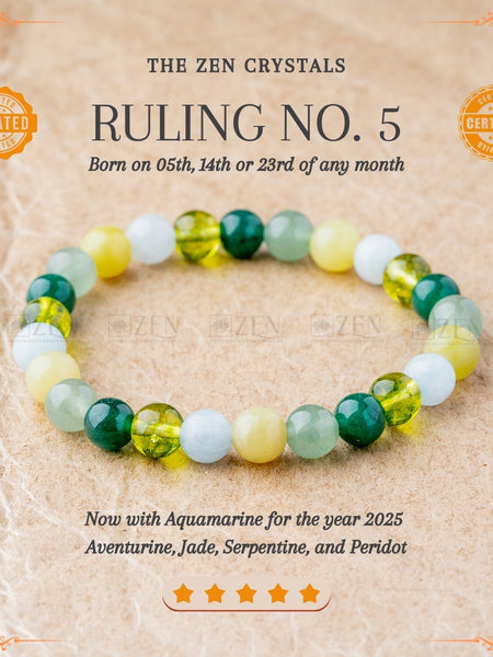Ruling Number 5 Bracelet | the zen crystals