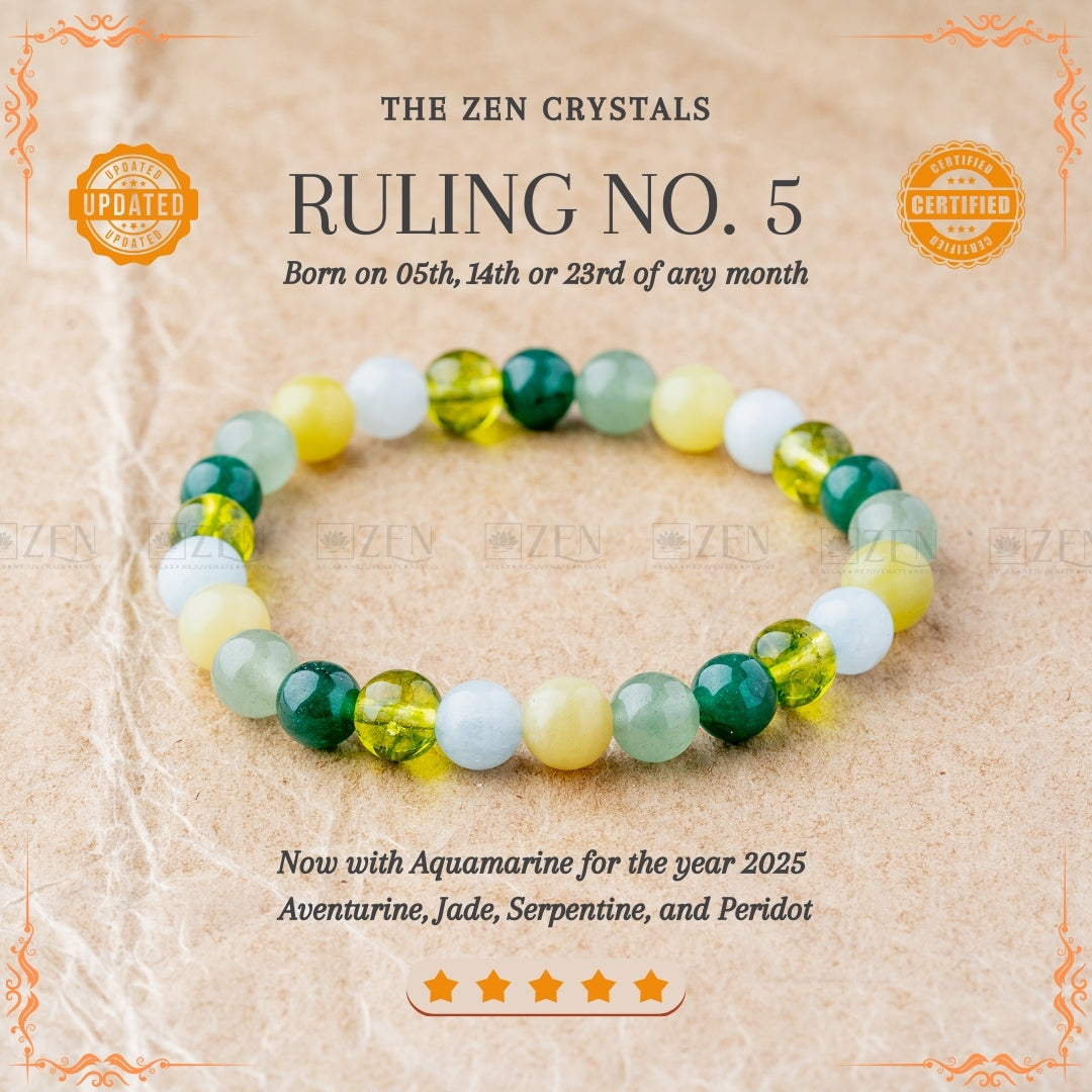 Ruling Number 5 Bracelet | the zen crystals