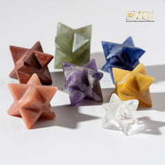 amethyst merkaba on a white background with 'Zen' brand logo.