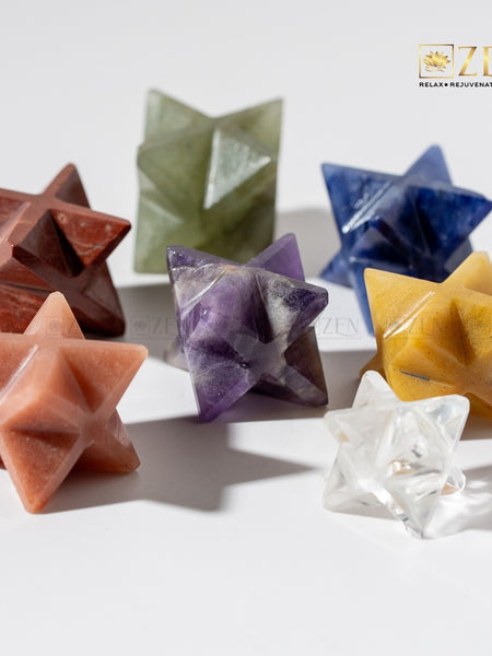 amethyst merkaba on a white background with 'Zen' brand logo.