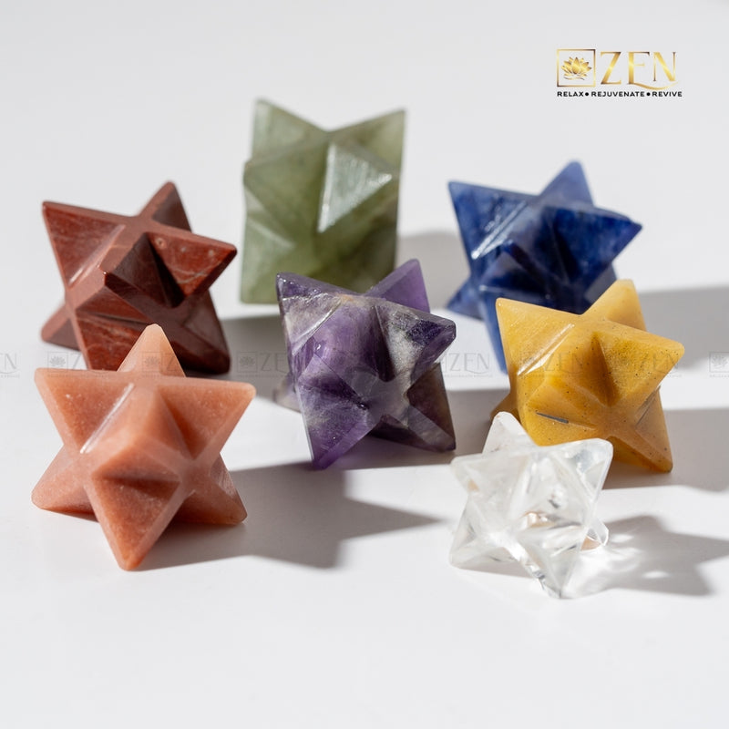 amethyst merkaba on a white background with 'Zen' brand logo.