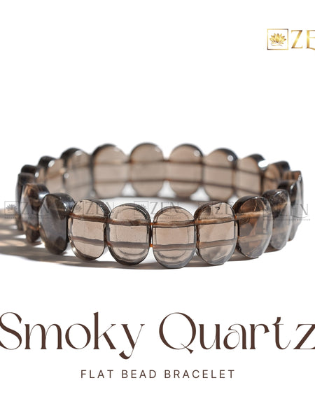 Smoky Quartz Flat Bead Bracelet | The Zen Crystals