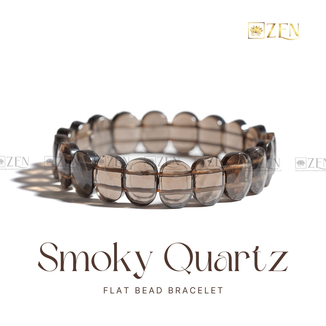 Smoky Quartz Flat Bead Bracelet | The Zen Crystals