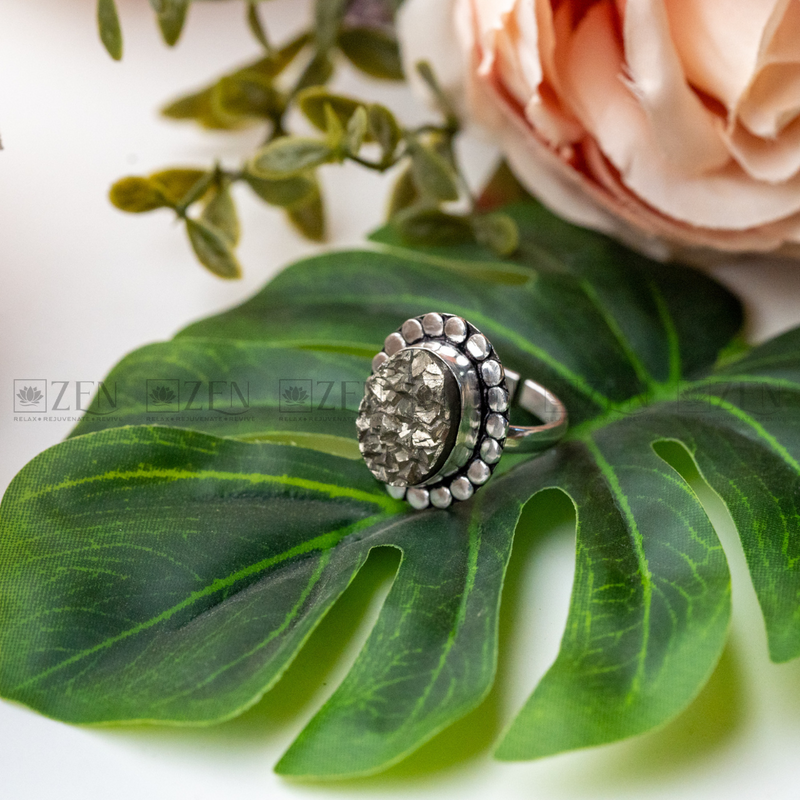 The Zen Crystals Pyrite Ring For Men & Women