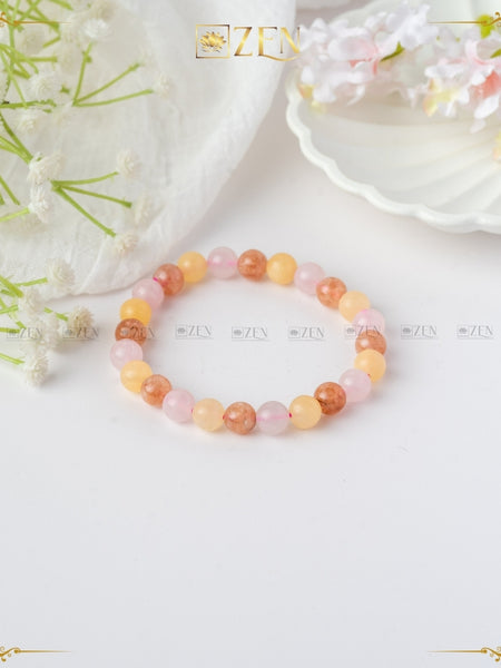 Rose quartz yellow calcite sunstone combination bracelet | the zen crystals